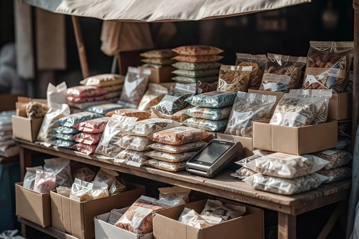 Market stall with card reader